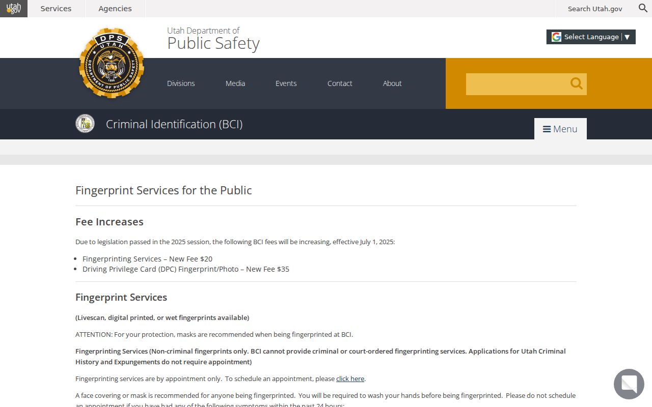 San Juan County criminal history fingerprint service information