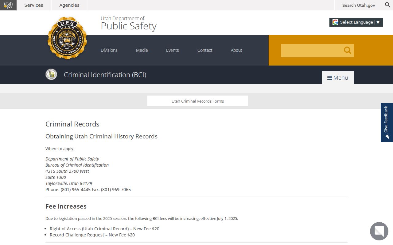 San Juan County criminal record services through Utah BCI