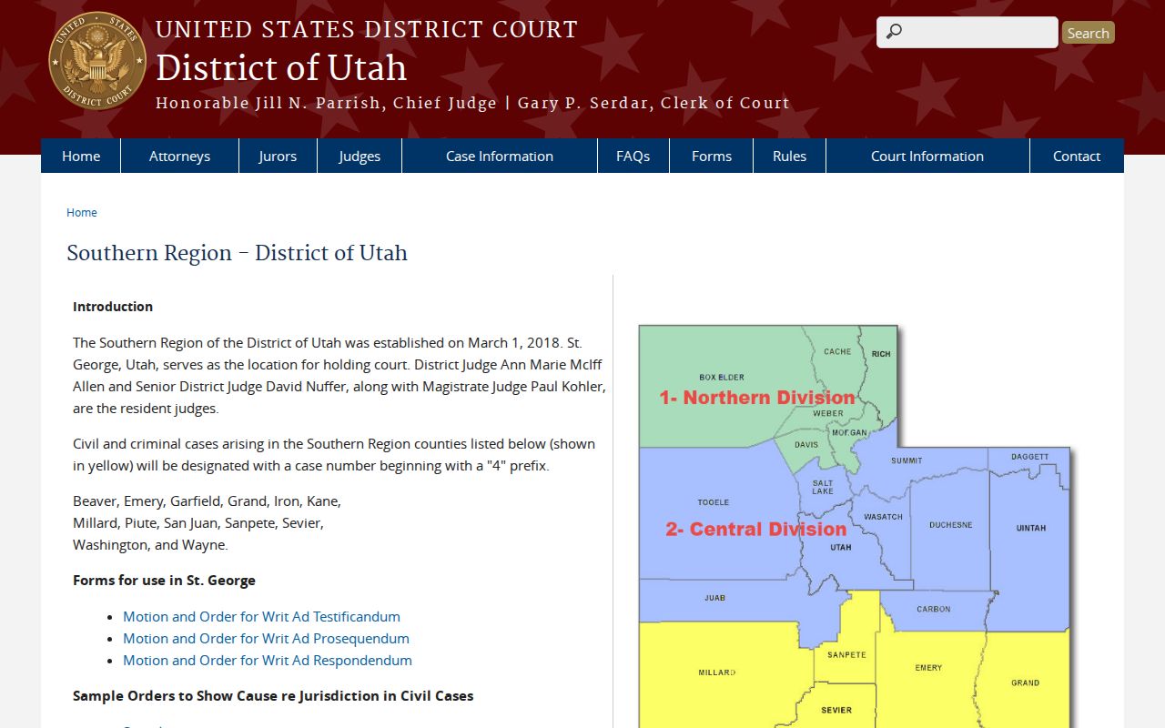San Juan County criminal records federal Southern Region court