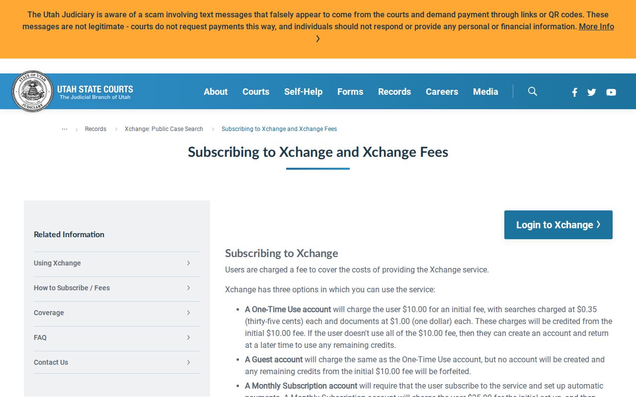 San Juan County criminal case XChange account and fee options