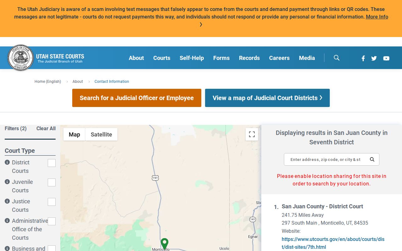 San Juan County criminal court case directory for local clerks