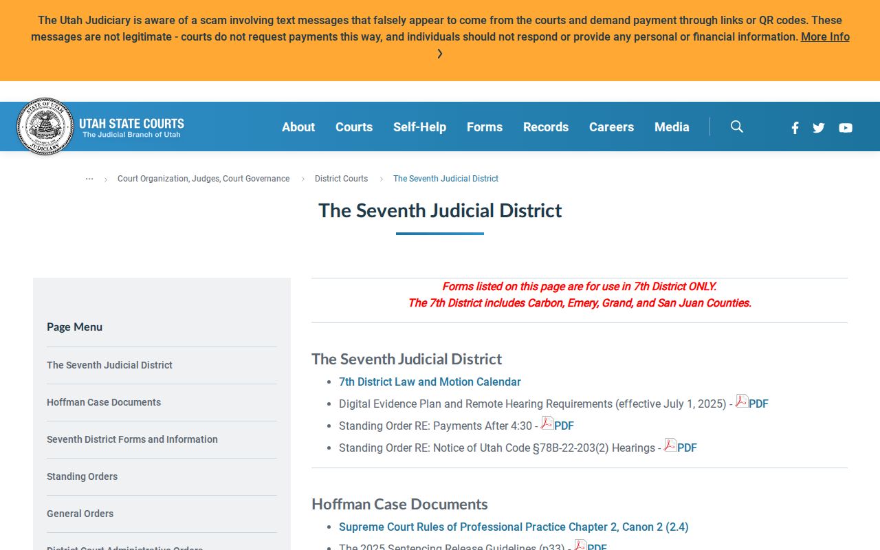 San Juan County criminal court cases and Seventh District resources