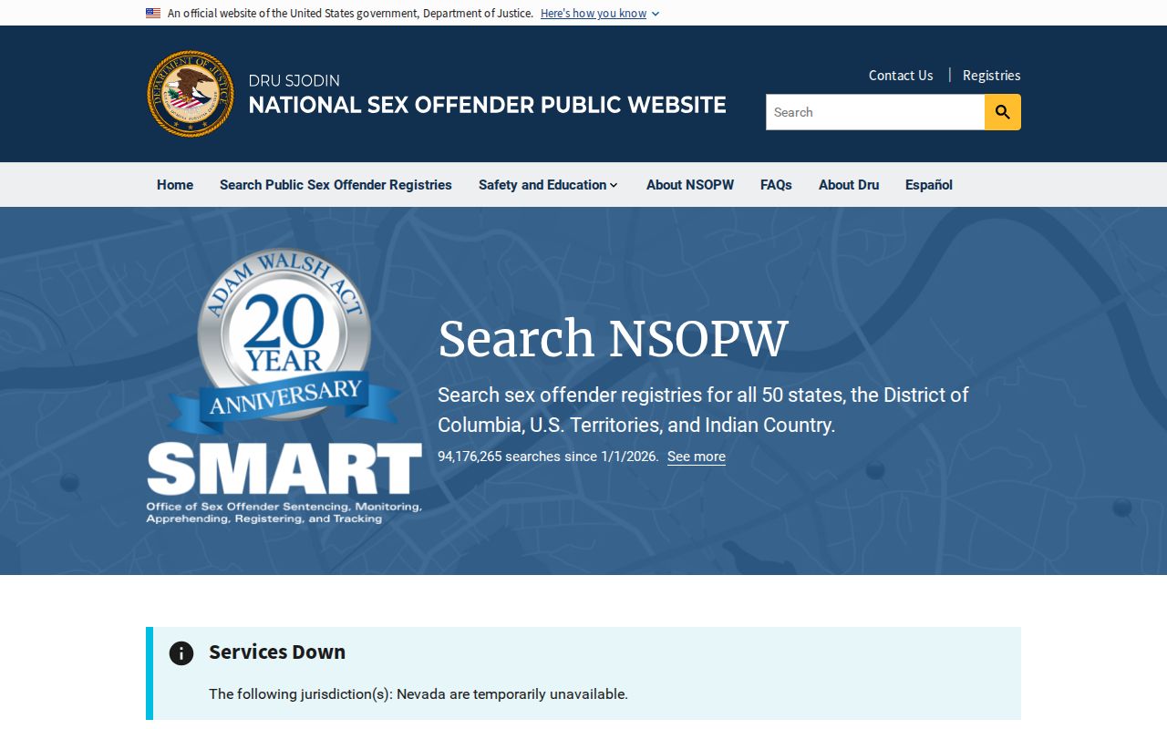 National registry layer for a San Juan County sex offender search