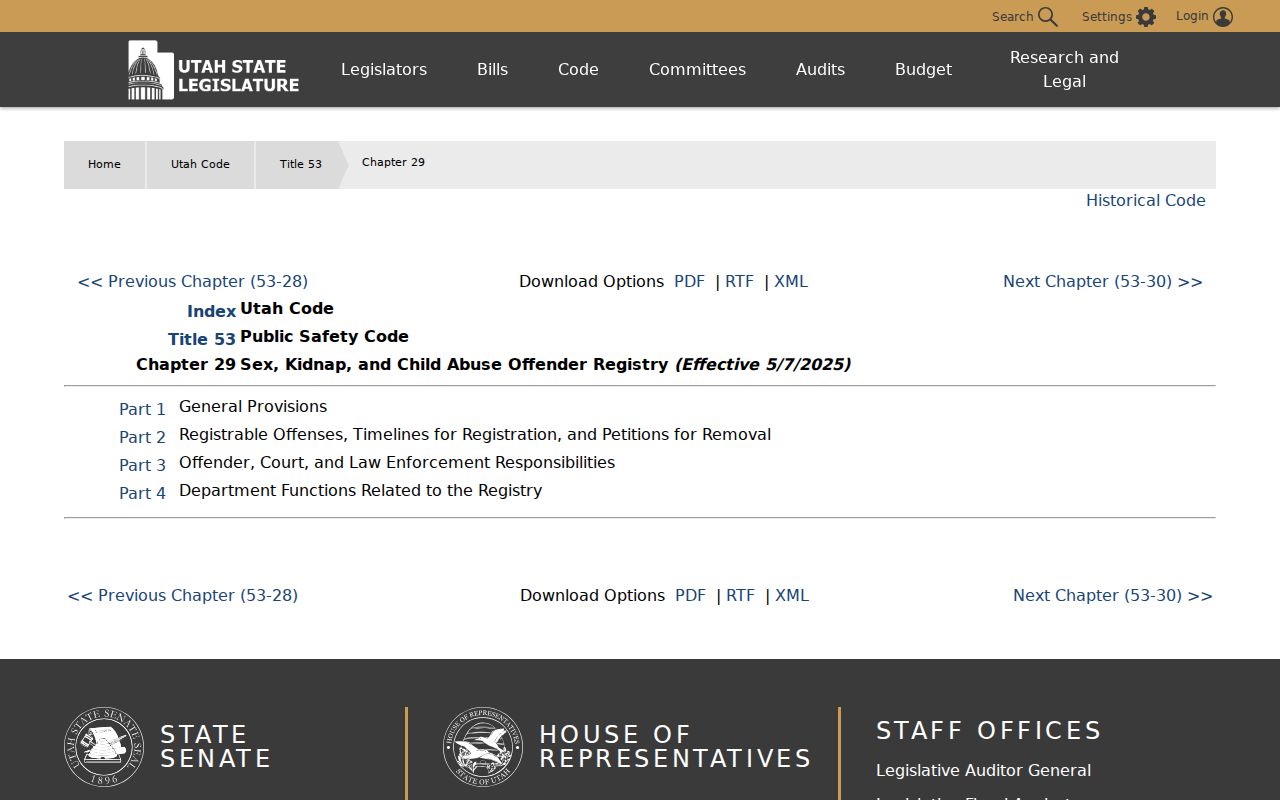 San Juan County sex offender registry requirements in Utah Code Title 53 Chapter 29